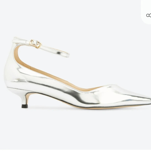 Charles & Keith Buckle Closure Ankle Strap Pointed Toe Pumps - Silver - Picture 14 of 15